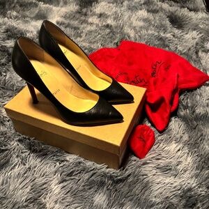 Christian Louboutin Pigalle 100 Nappa Black Pumps, Size 38